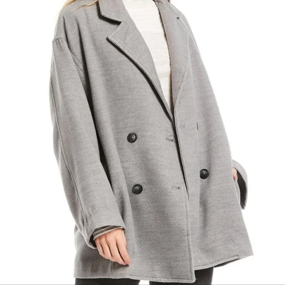 NWT Free People Hannah Slouchy Double Breasted Blazer Gray